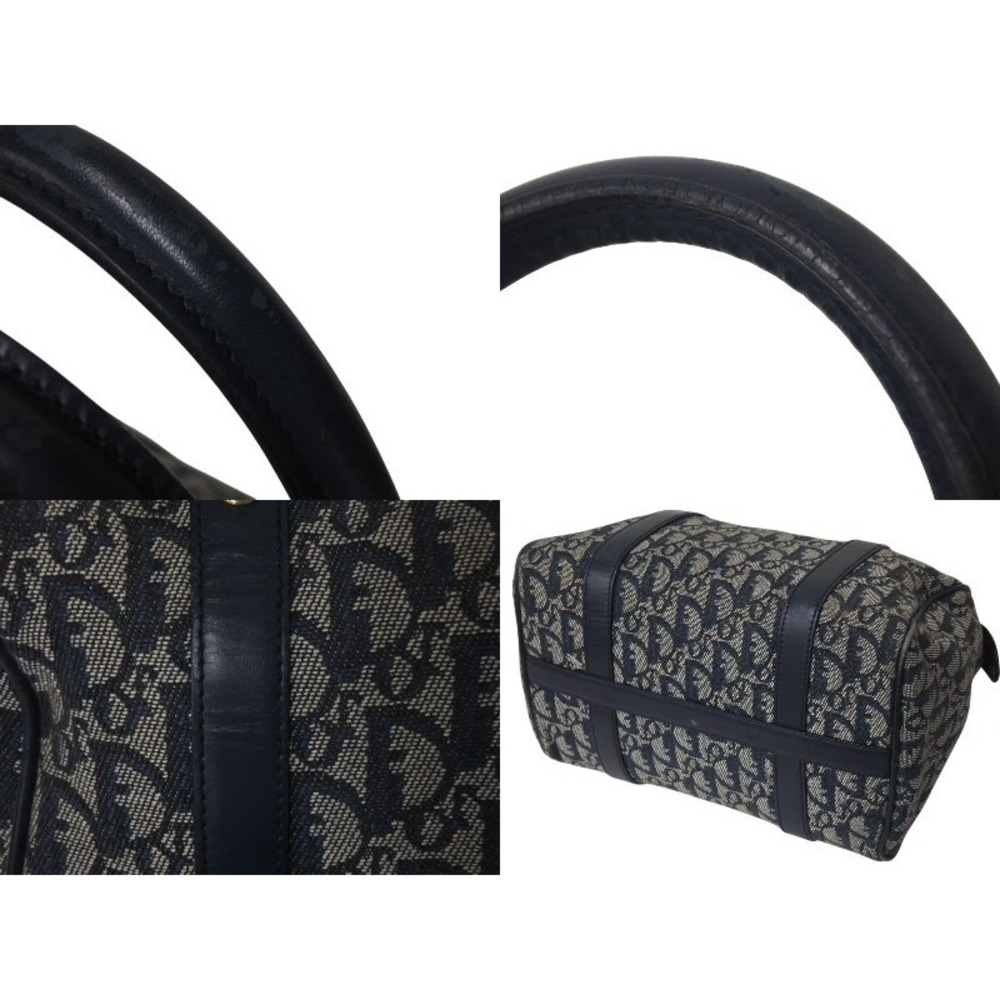 Christian Dior Trotter Canvas Leather Handbag Navy Blue - Picture 5 of 8